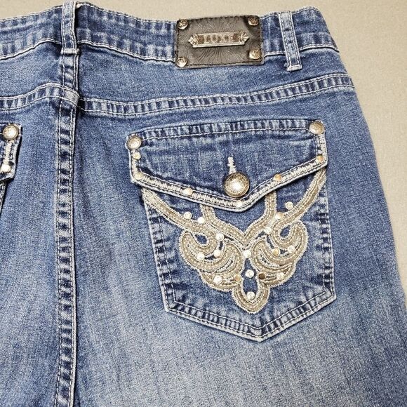 Y2K Tru Luxe Boot Flare Cut Bling  Jeans Crystal Embellished jeans - Toyko ❄️ - Picture 6 of 14